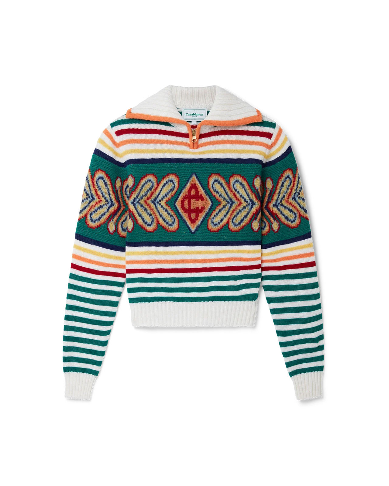 Multicolour Diamond Zip Up Jumper - 1