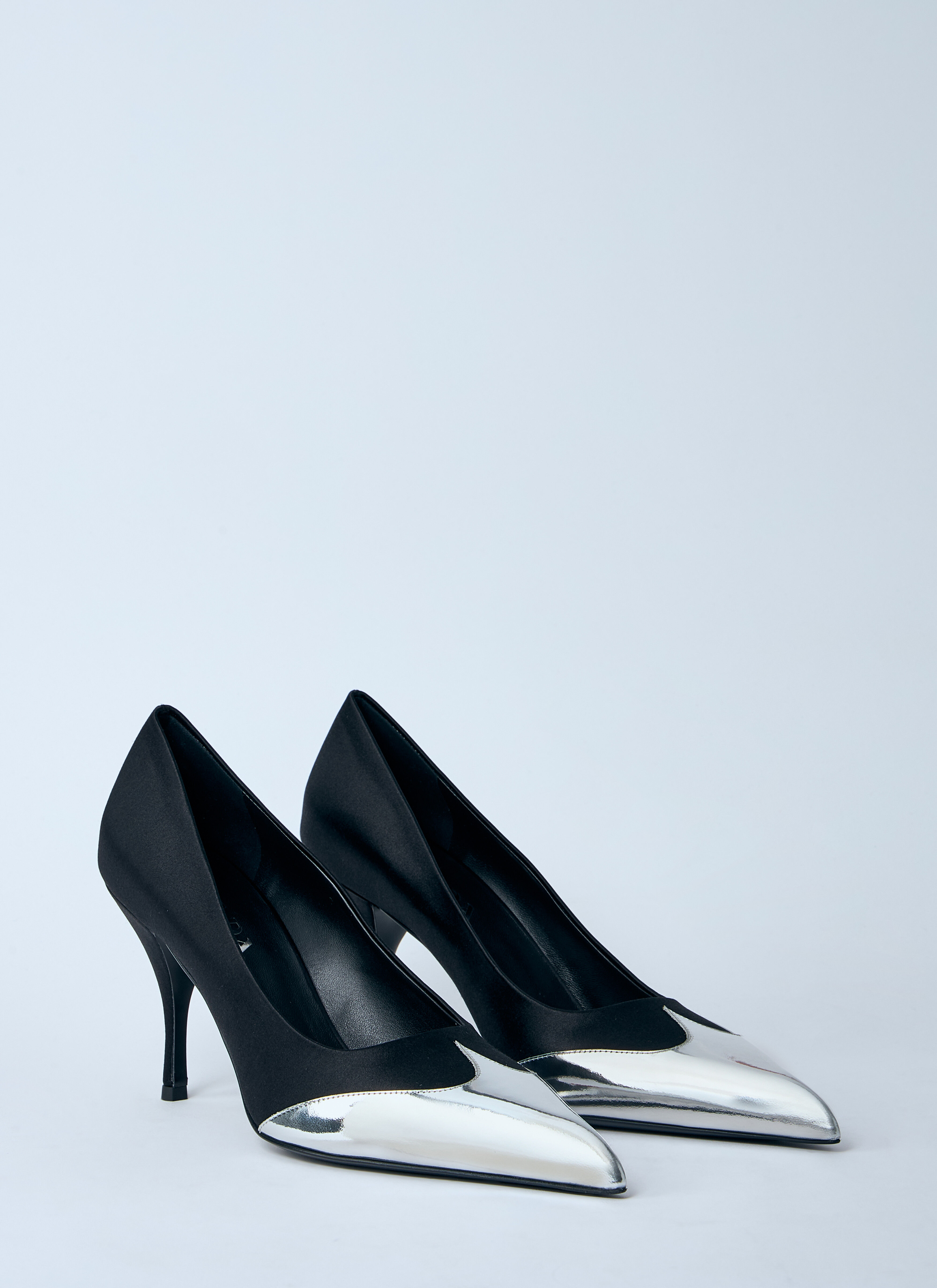 Satin And Metallic Heeled Pumps - 2