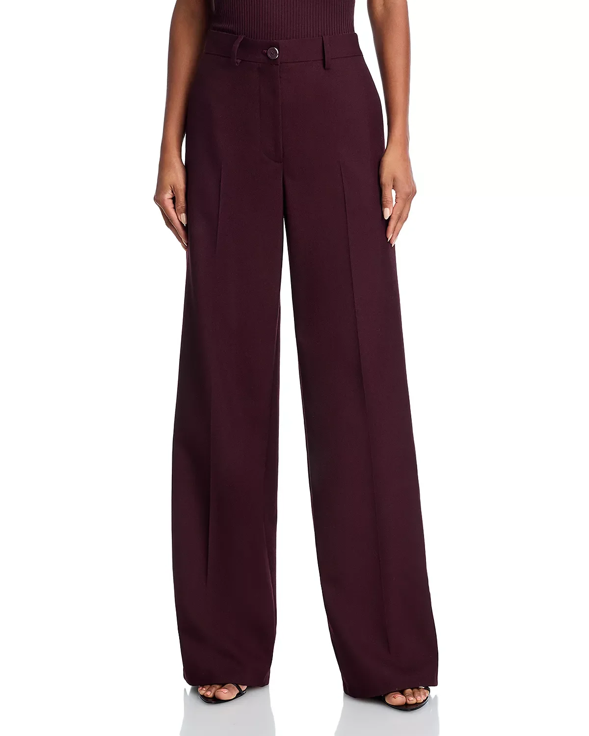 Wool Vented Wide Leg Pants - 1