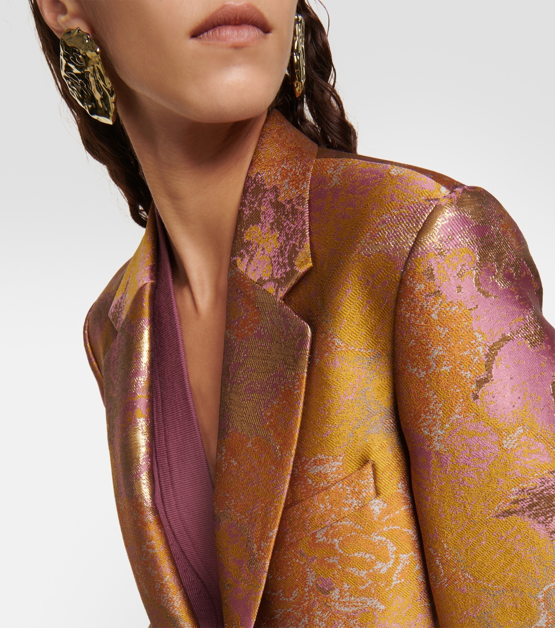Printed metallic blazer - 4