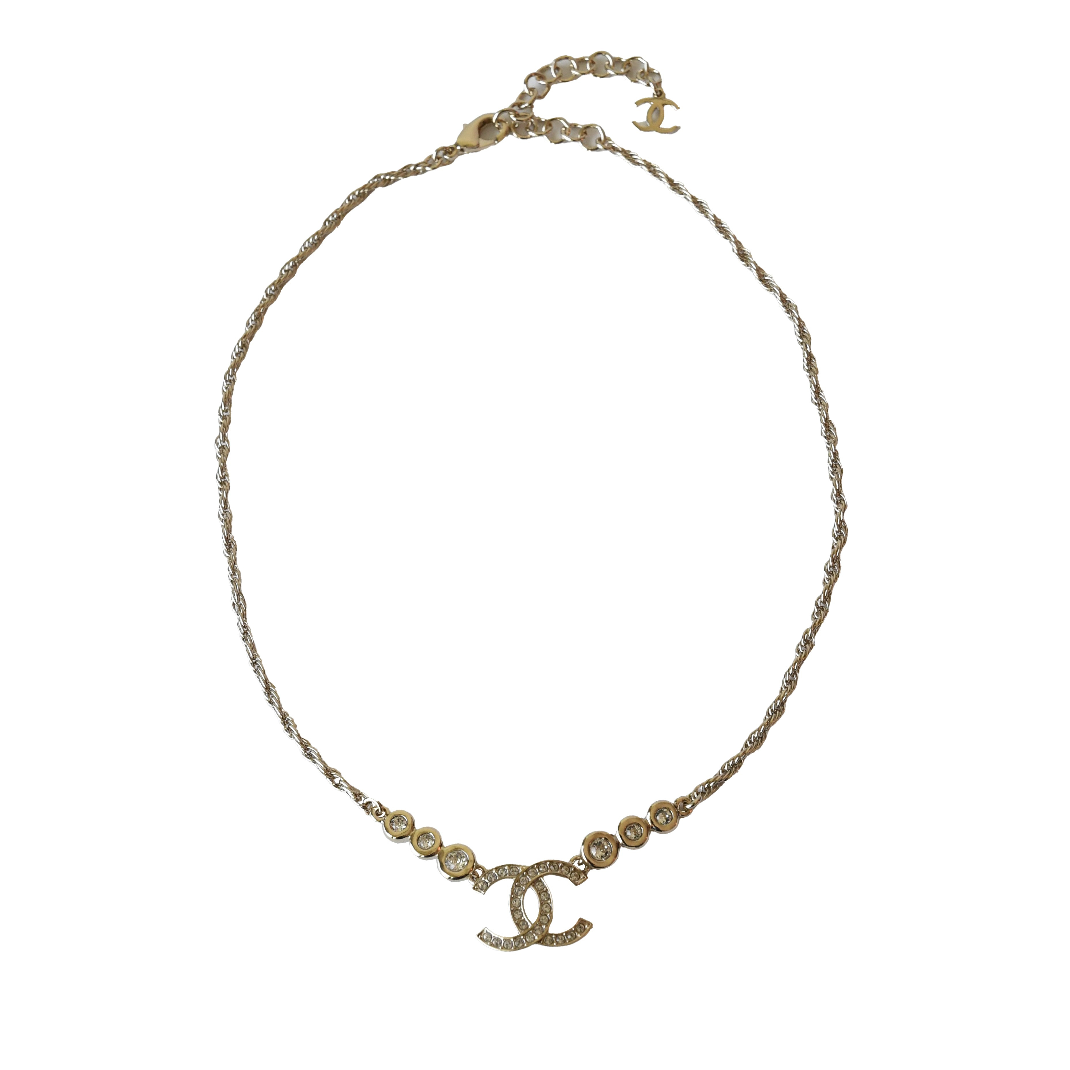 Chanel CC Crystal Strass Necklace Gold - 2