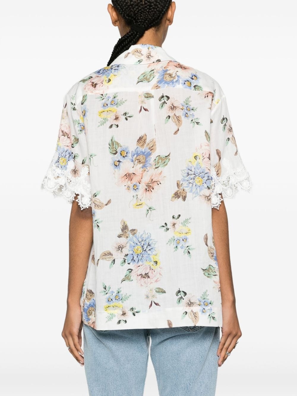 floral-print lace-appliquÃ© shirt - 4