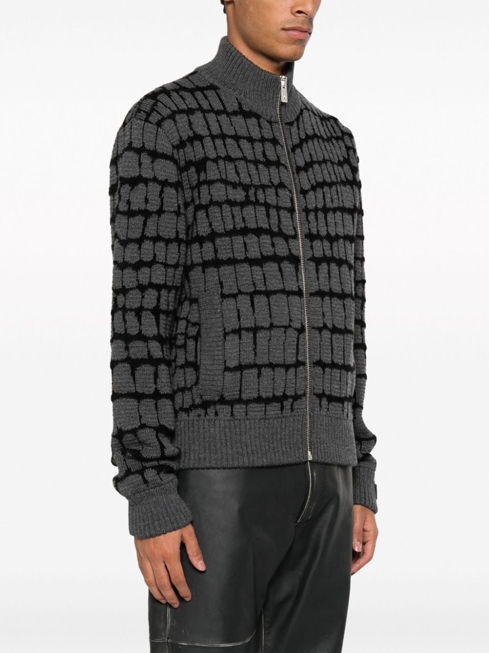 intarsia-knit zip-front sweatshirt - 3