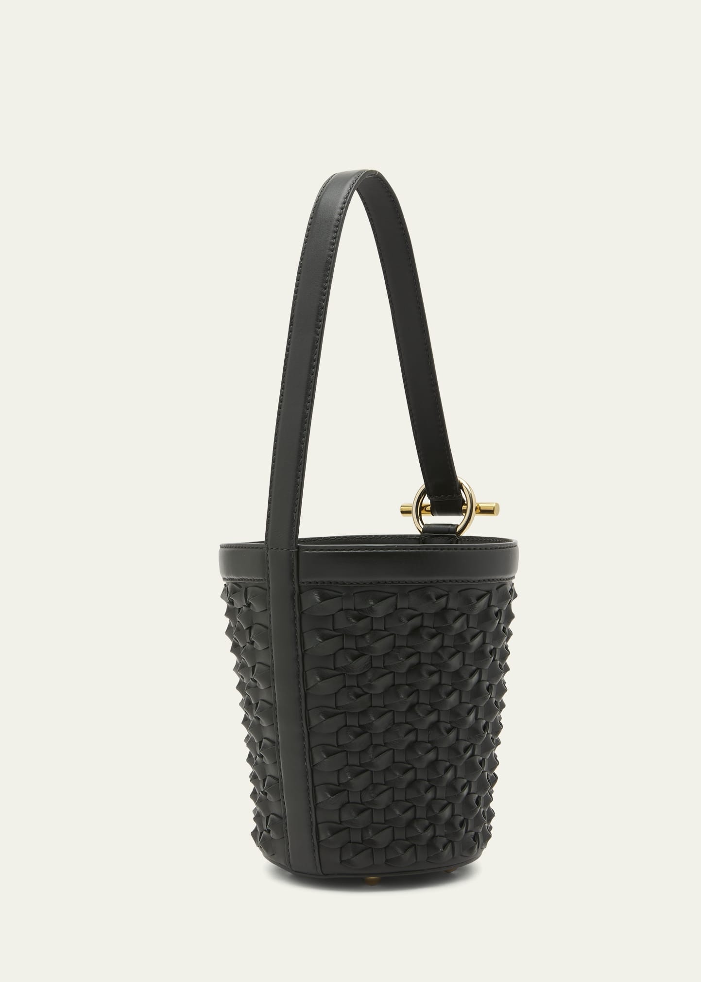 Small Intrecciato Knot Leather Bucket Bag - 3