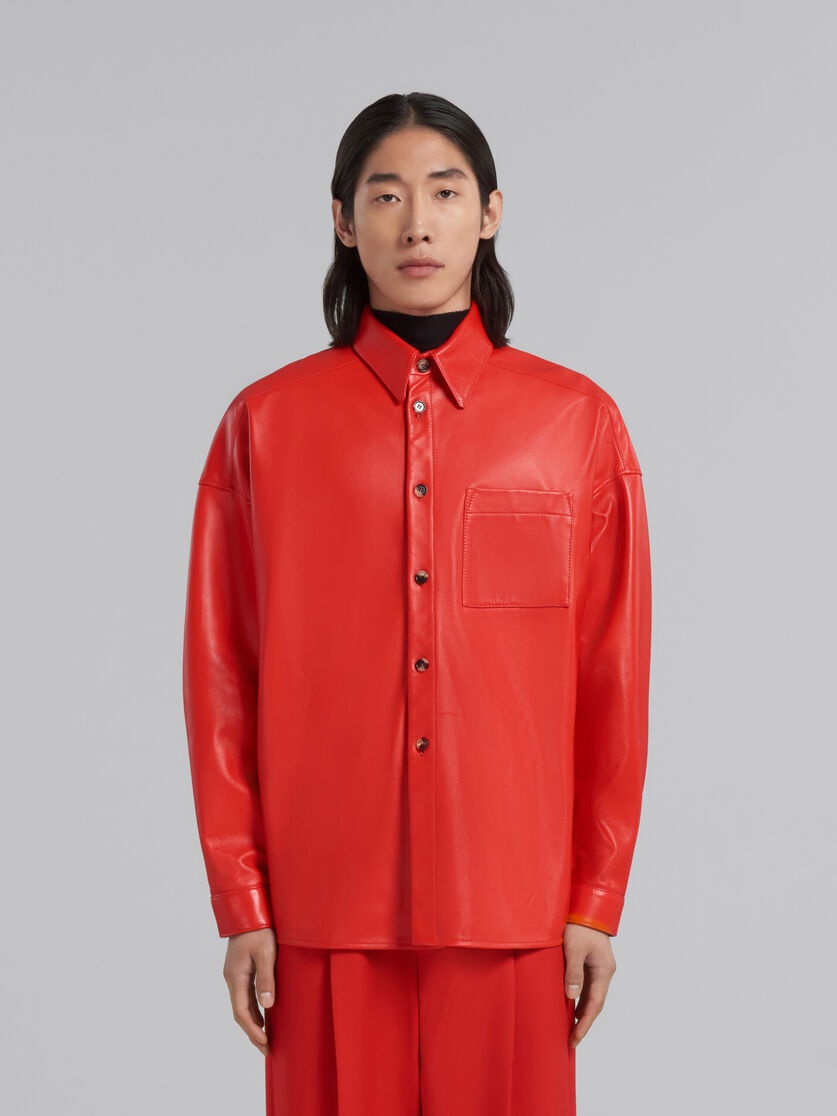 RED NAPPA LEATHER SHIRT - 2
