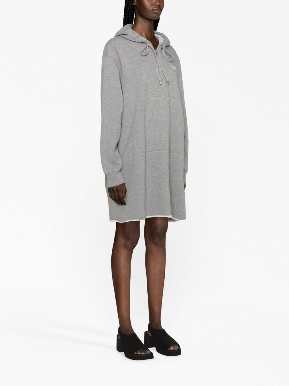 logo-print cotton hoodie dress - 3