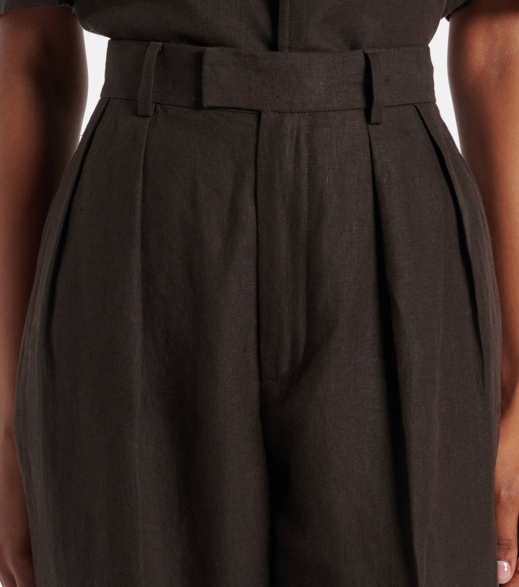 High-rise linen straight pants - 4