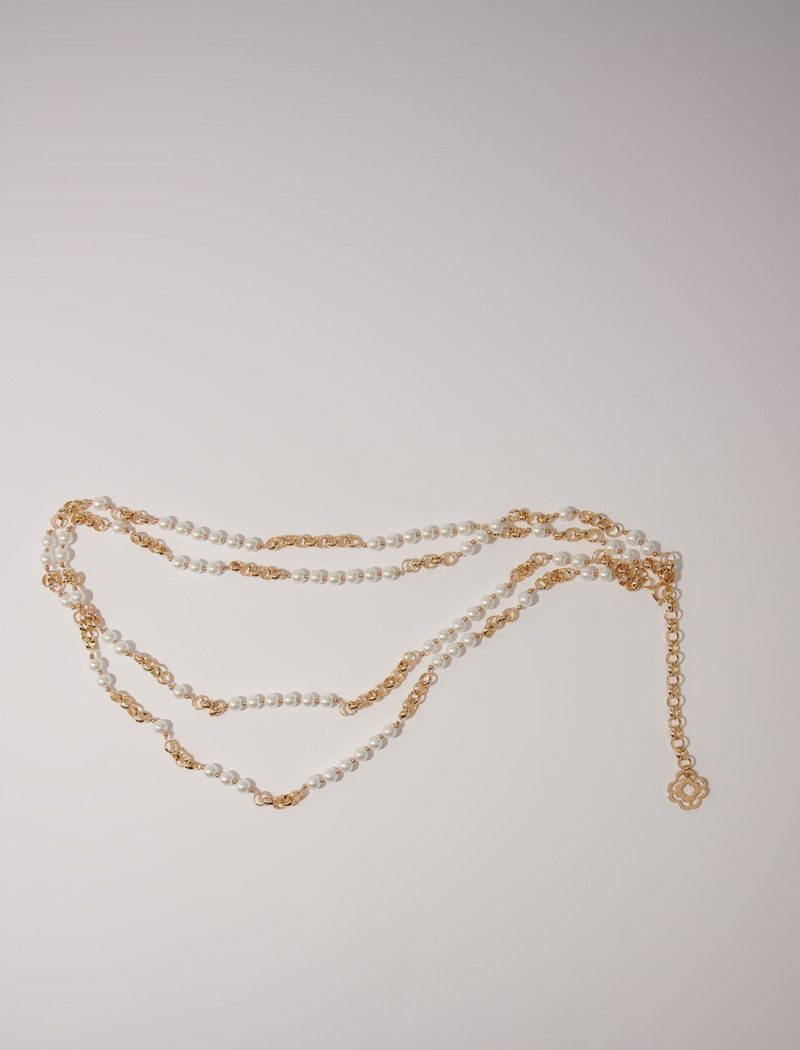 maje Mixed bead and metal belt outlook