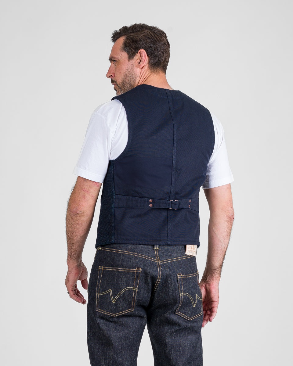 14OZ SASHIKO DOBBY CLOTH / DUCK WORK VEST - INDIGO - 3