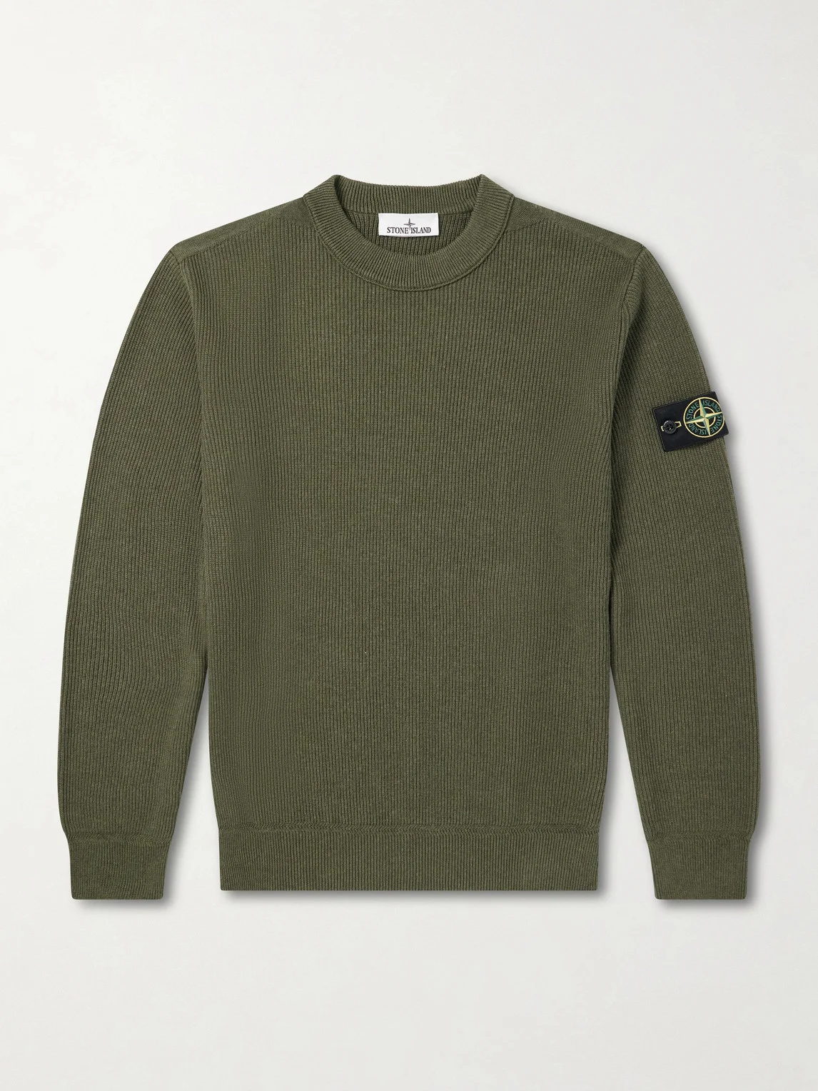 Logo-Appliquéd Ribbed Cotton Sweater - 1
