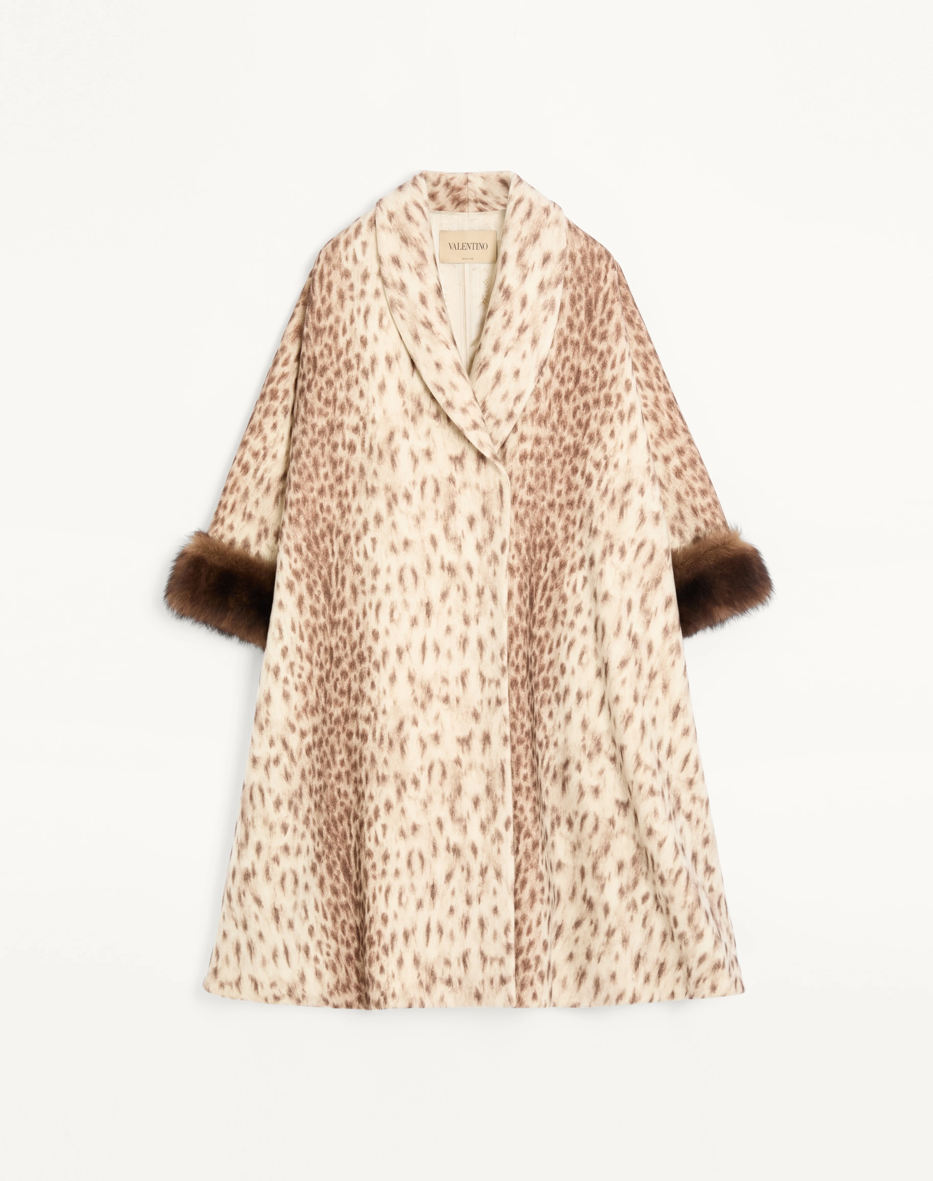 VALENTINO LYNX FAUVÉ ÉCLAT WOOL COAT WITH SHEARLING - 1