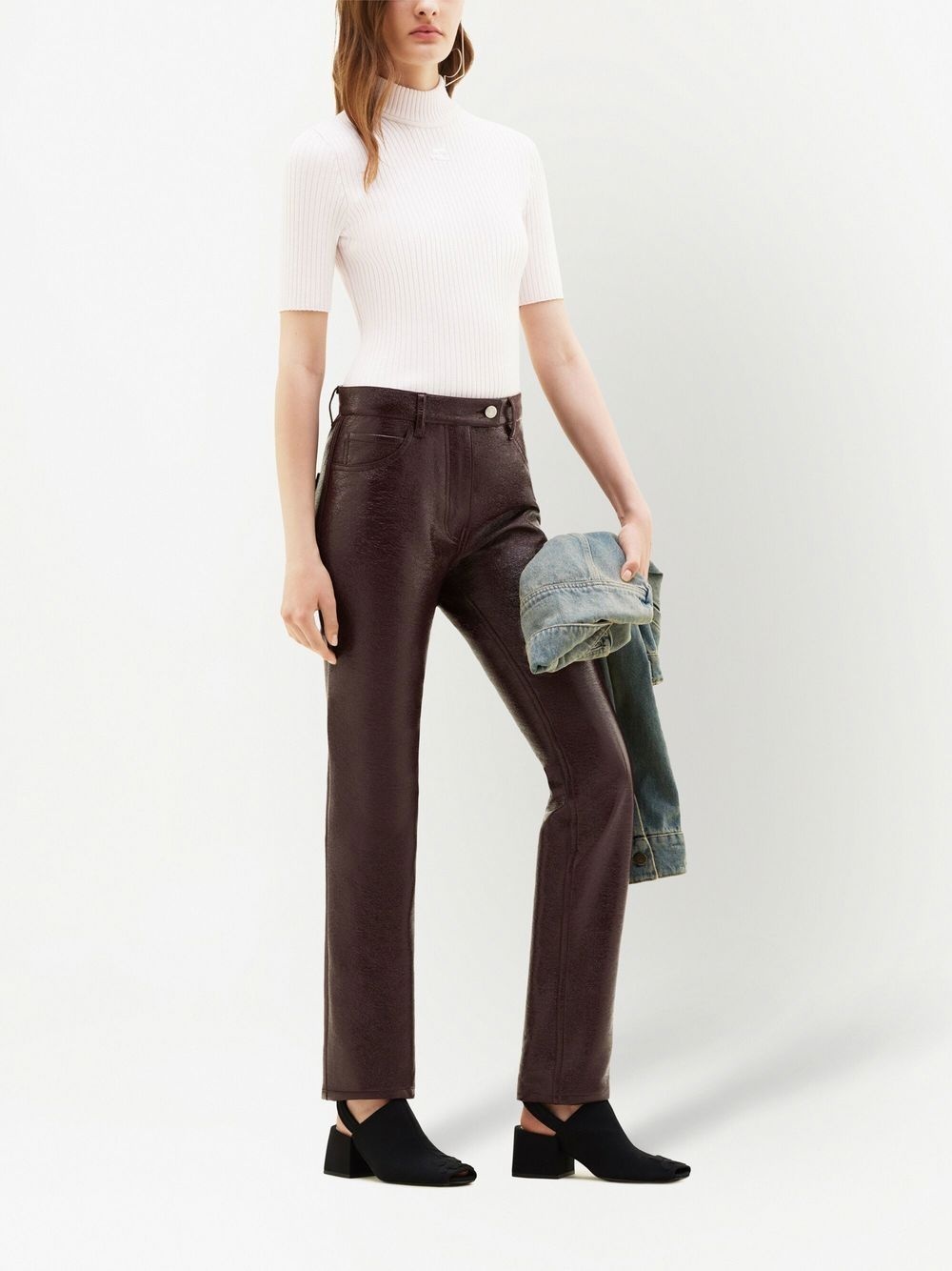 slim-fit vinyl trousers - 3