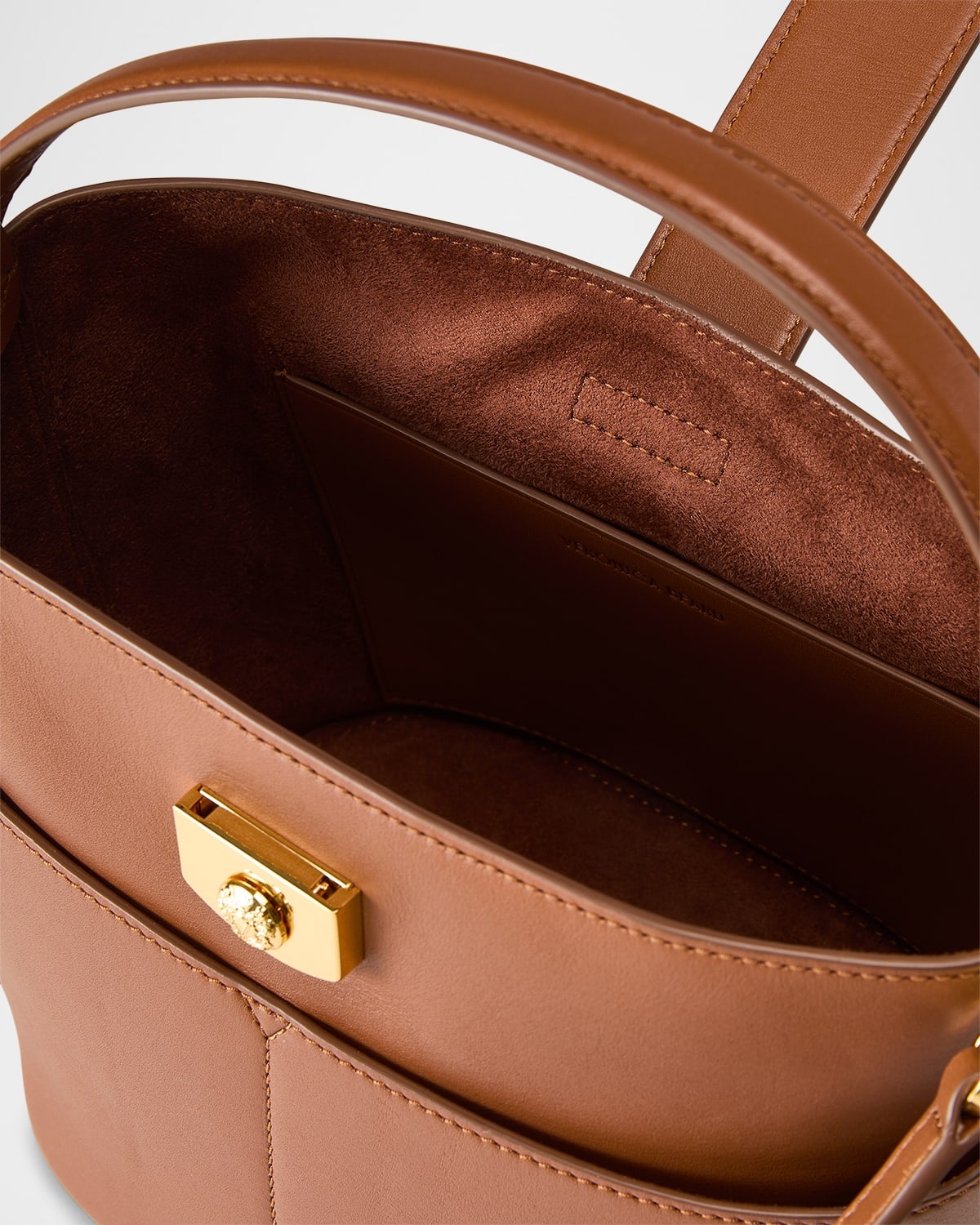 Crest Lock Small Leather Bucket Bag - 2