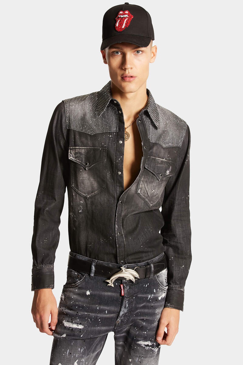 BLACK WASH NIGHT FASHION WESTERN SHIRT - 3