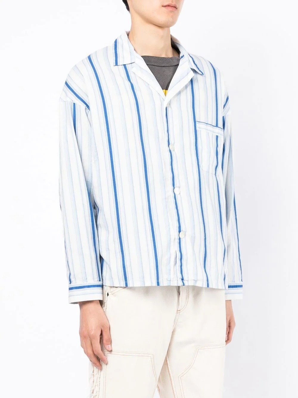 stripe-print button-up shirt - 3