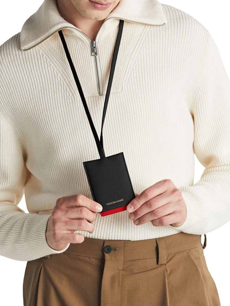 Leather ID Lanyard Holder - Rouge Noir 3
