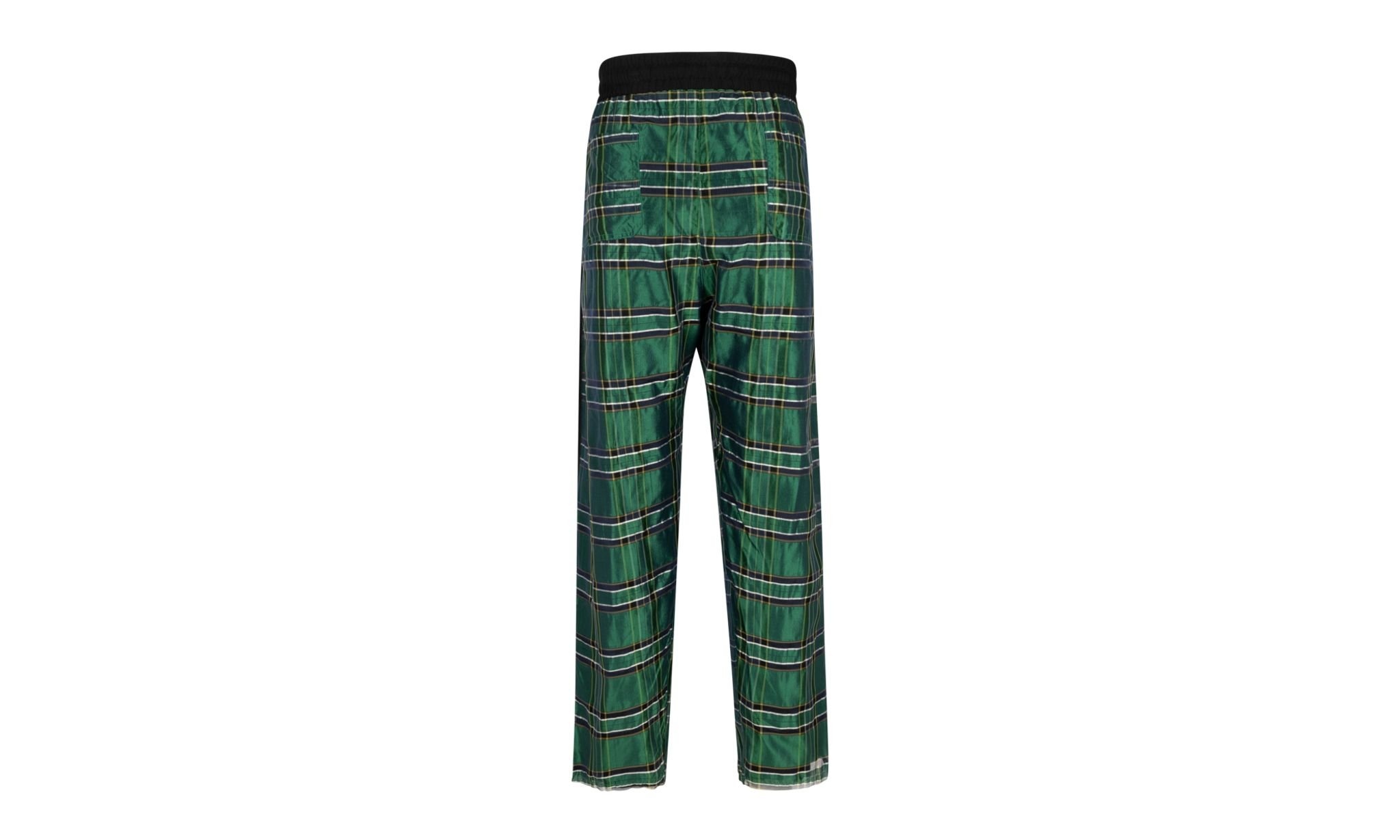 Silk Plaid Track Pants "Green" - 3