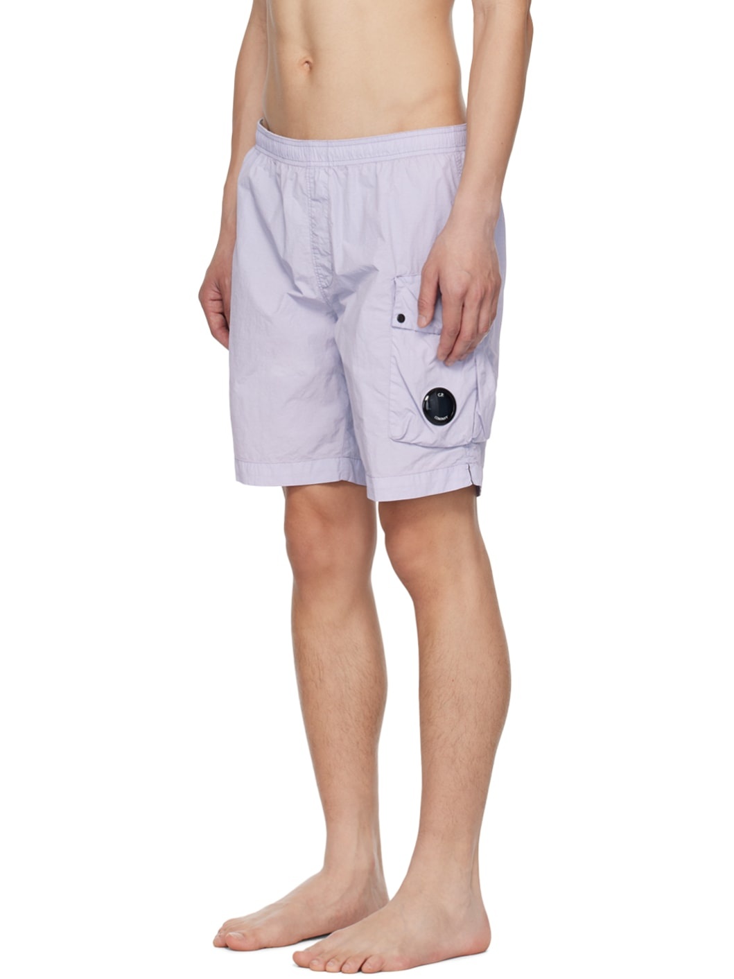 Blue Garment-Dyed Swim Shorts - 4