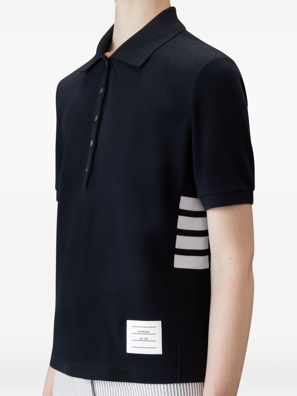four-bar striped rib-cuffs polo top - 4