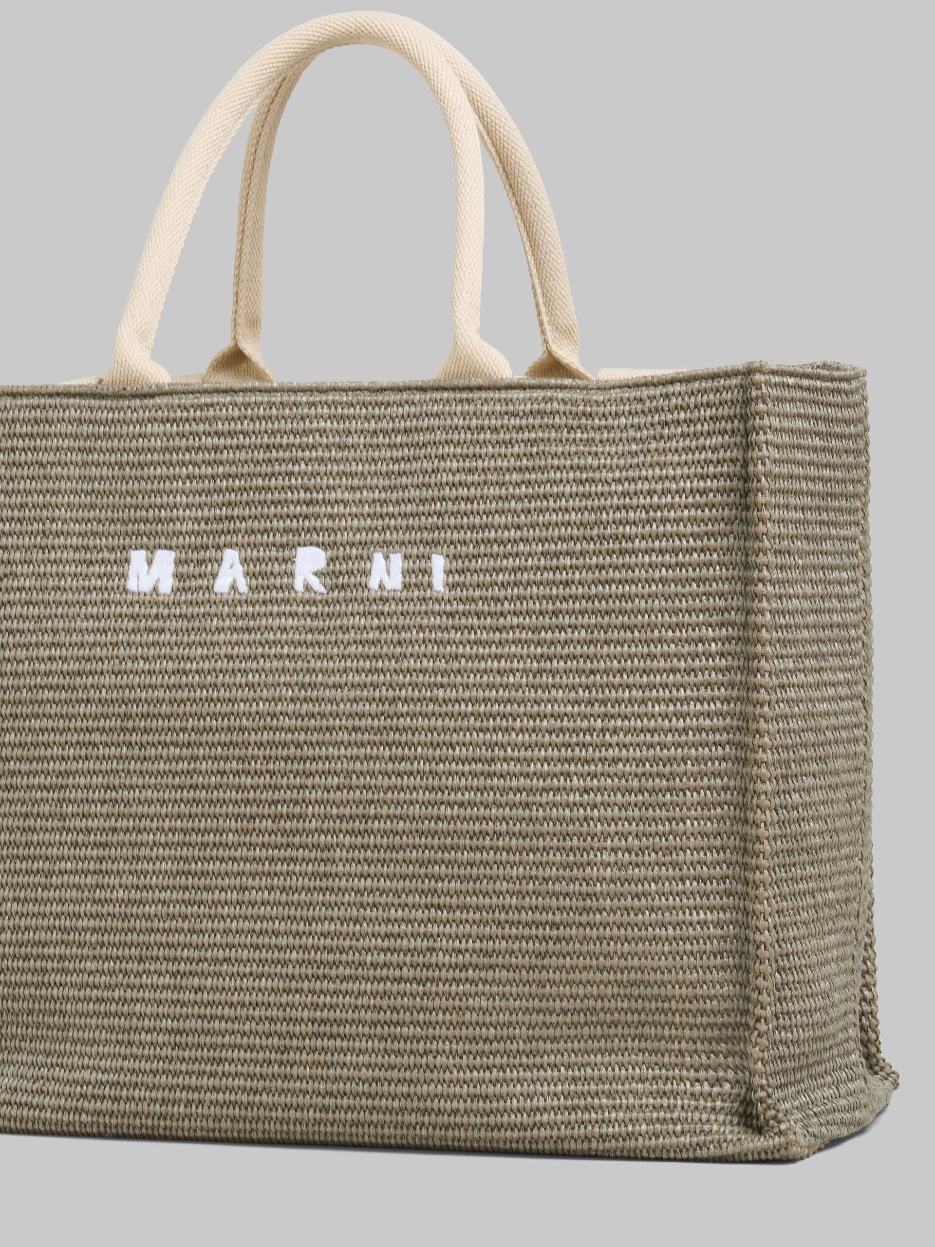 Green Raffia-Effect Large Tote Bag - 5