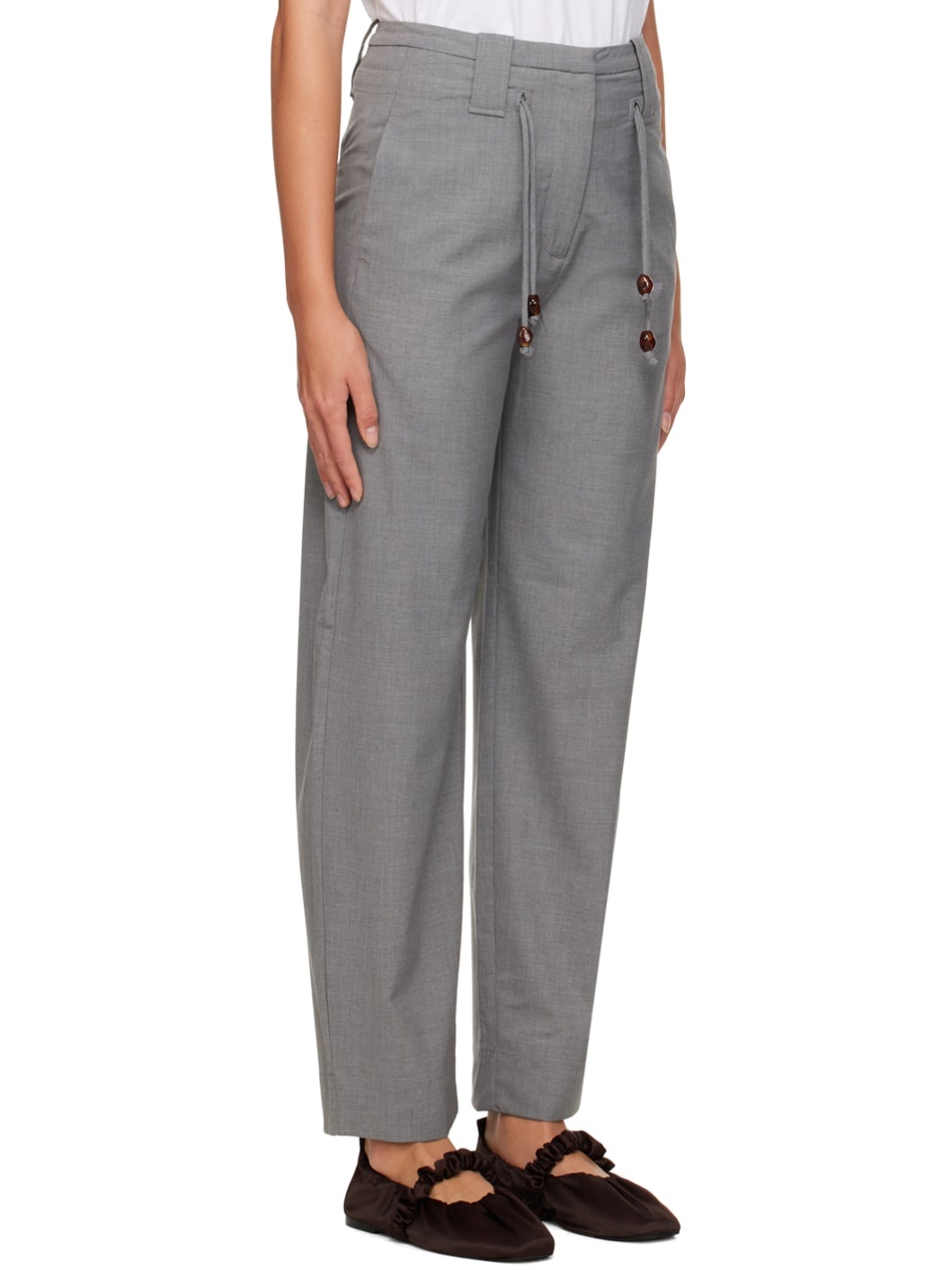 Gray Drawstring Trousers - 2