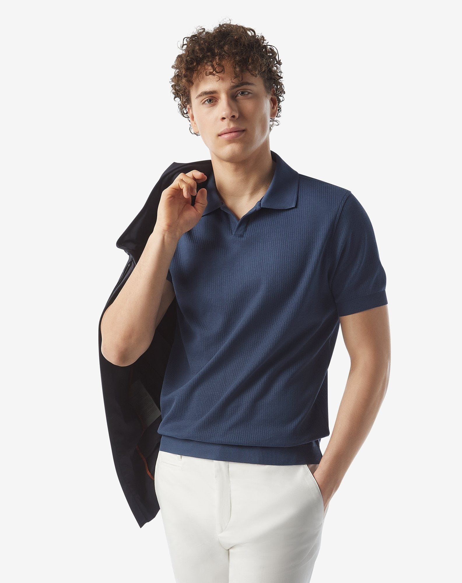 Light blue lisle thread polo shirt - 2