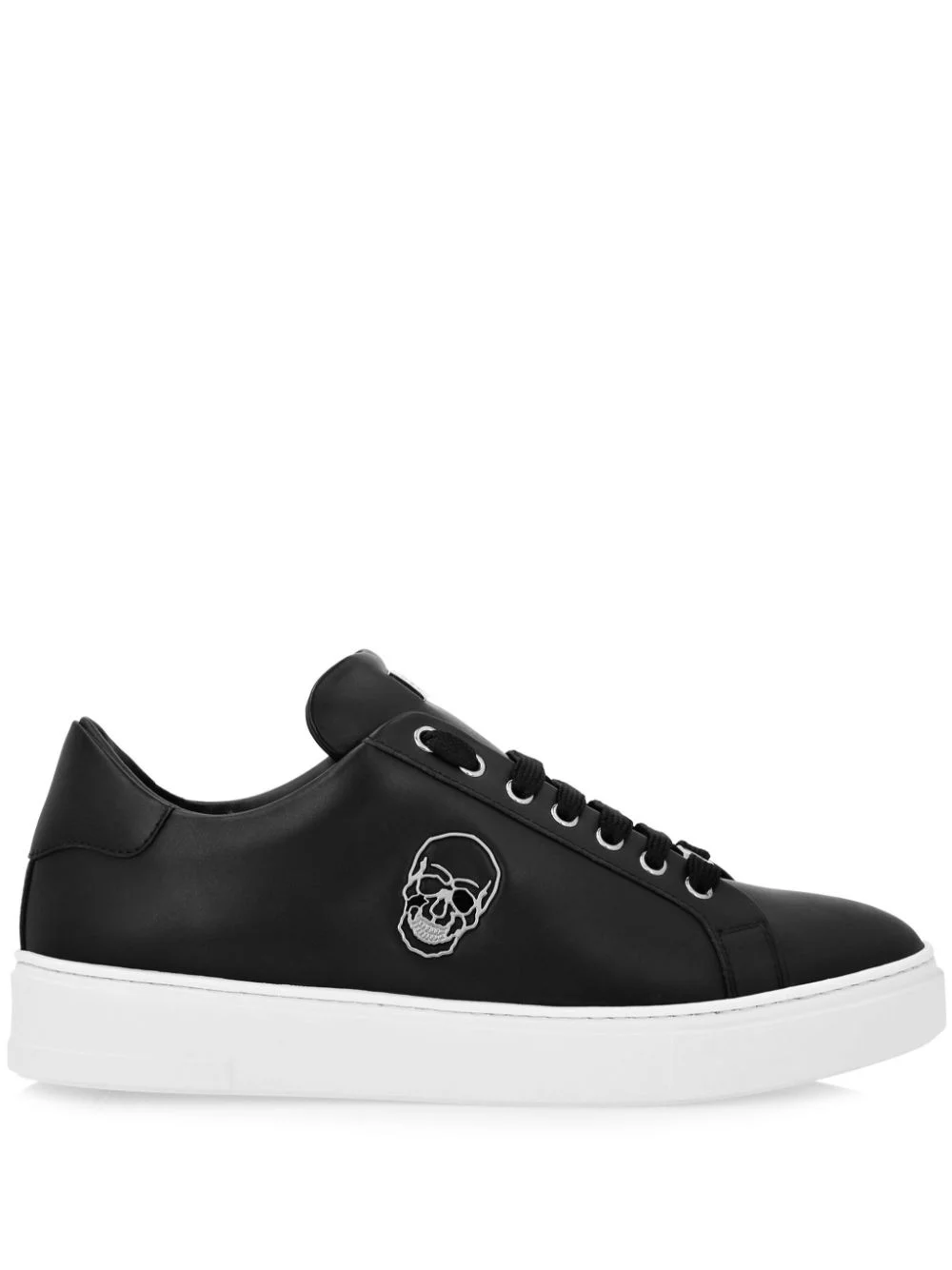 Skull-appliqué leather sneakers - 1