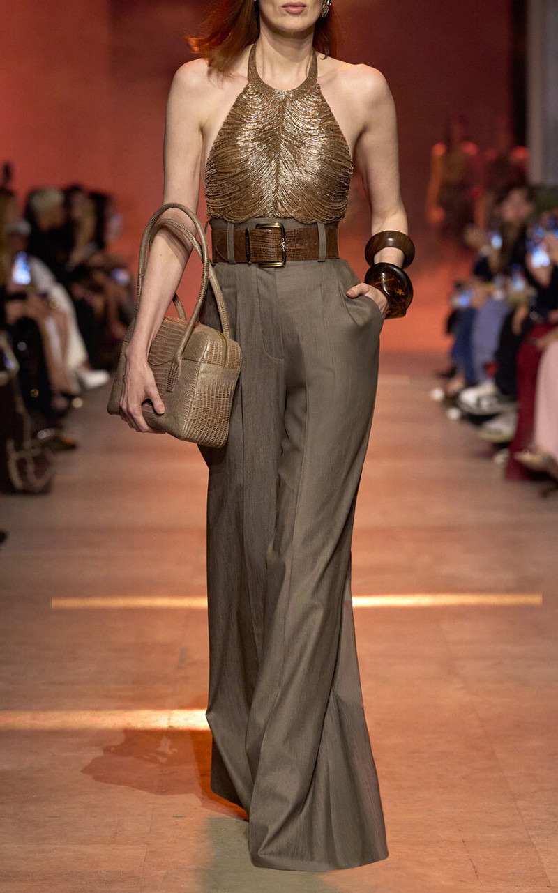 ELIE SAAB Cotton Twill Pants brown outlook