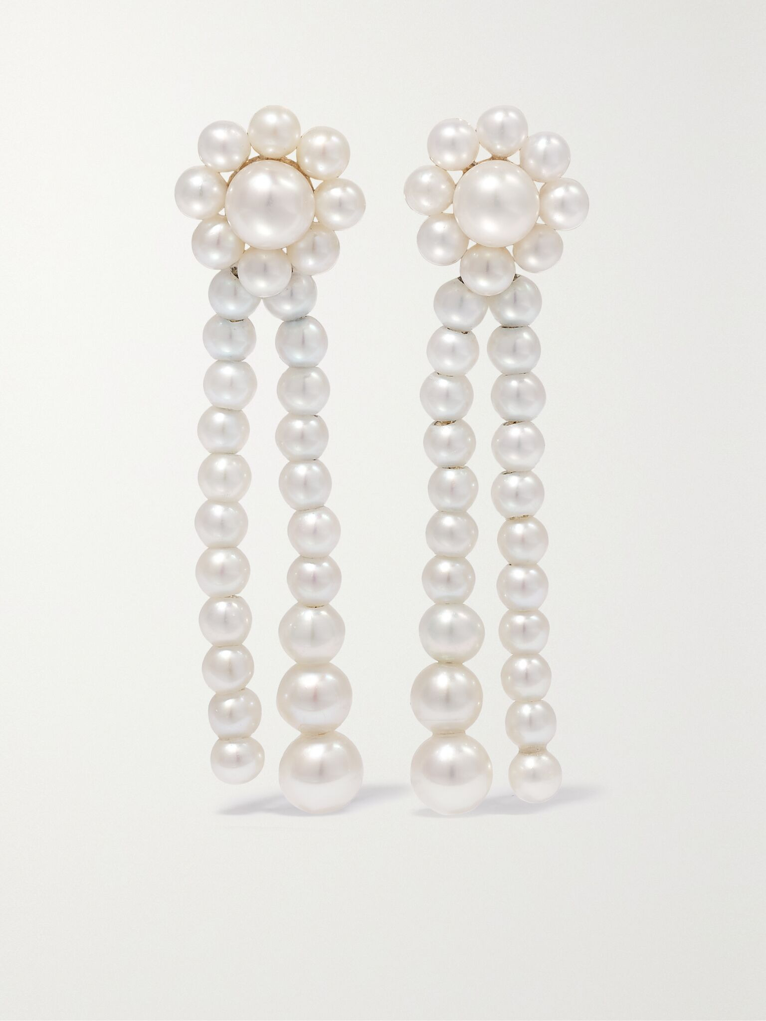 Promenade de Fleur 14-karat gold pearl earrings White - 1