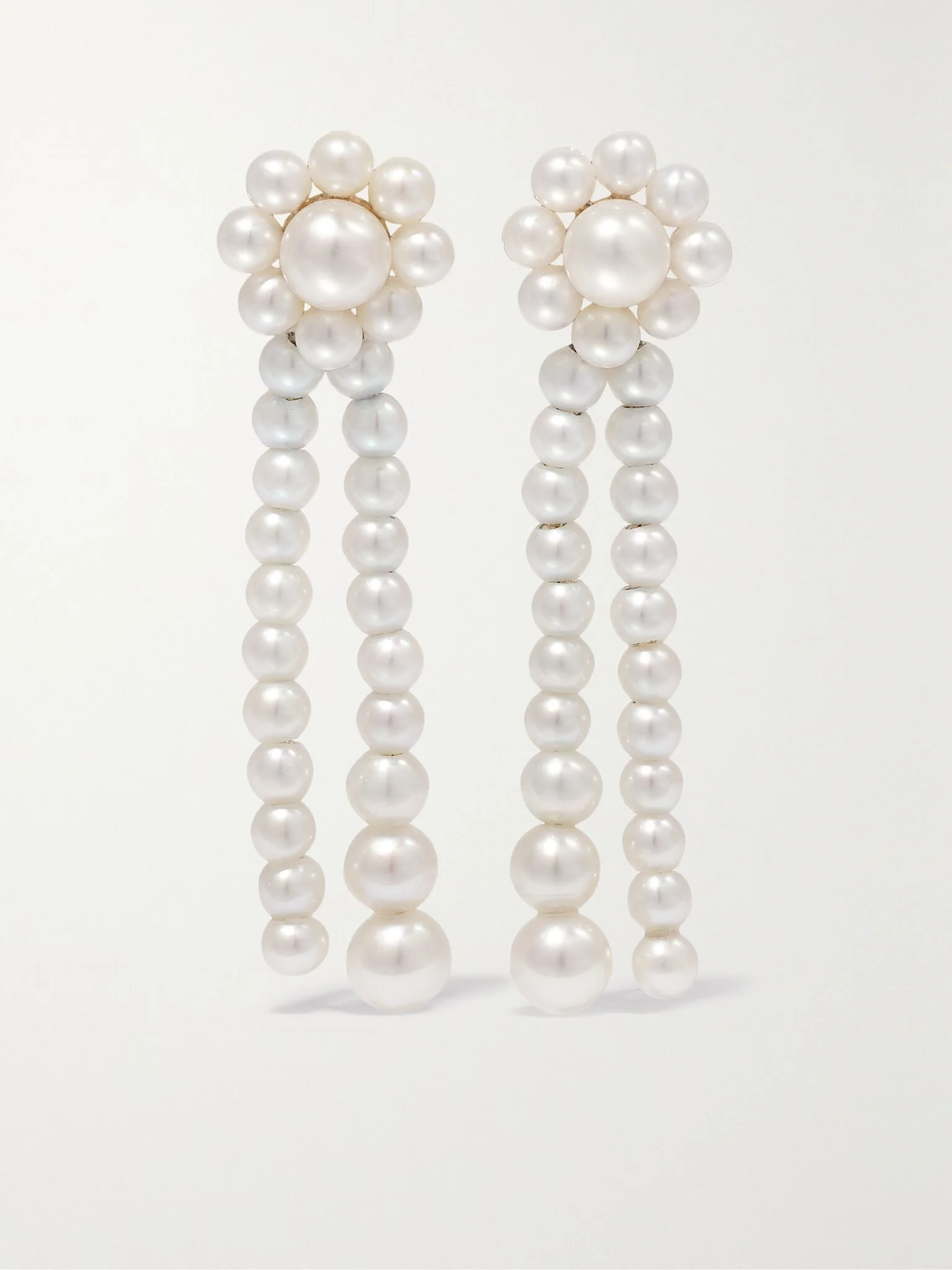 Promenade de Fleur 14-karat gold pearl earrings White - 1