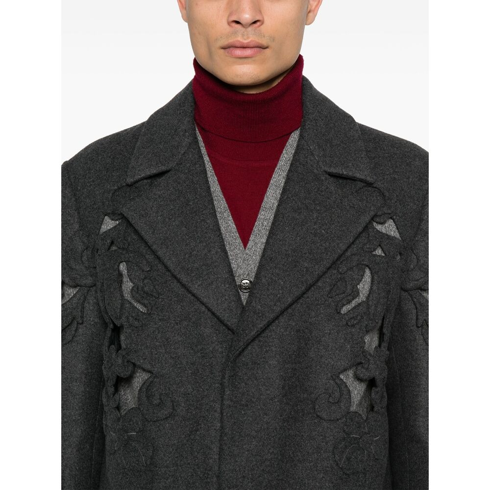 Valentino Grey Coats - Single Breasted Coats Men - 2