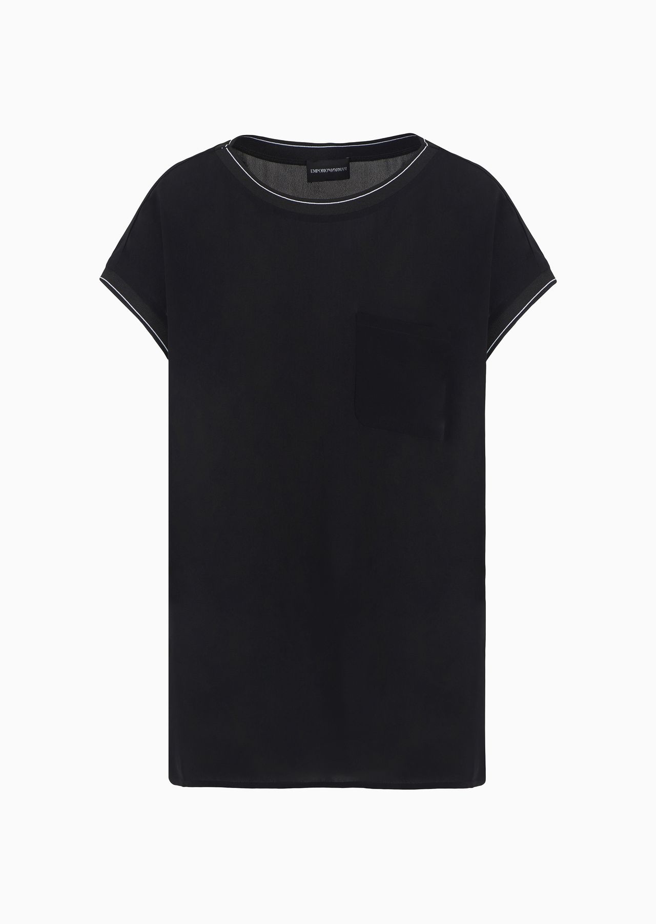 Short-sleeved viscose-crêpe blouse - 1