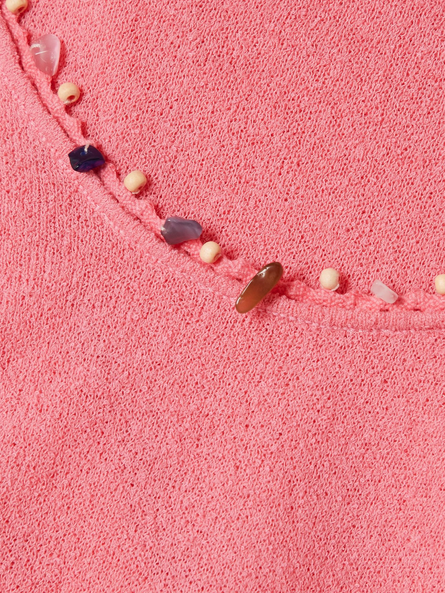 Embellished cotton-blend bouclé halterneck maxi dress Pink - 4