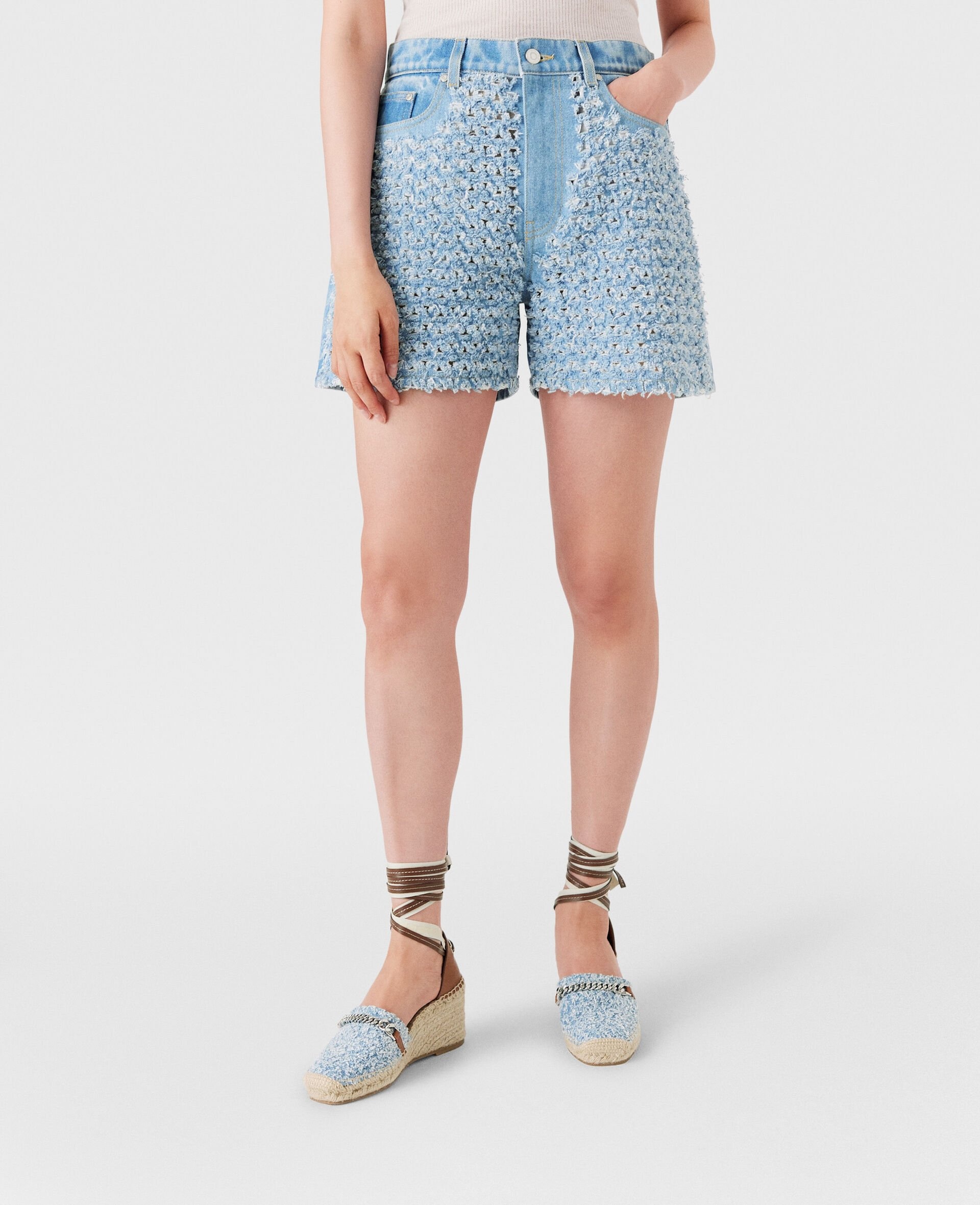 Mid-rise Denim Bouclé Shorts - 6