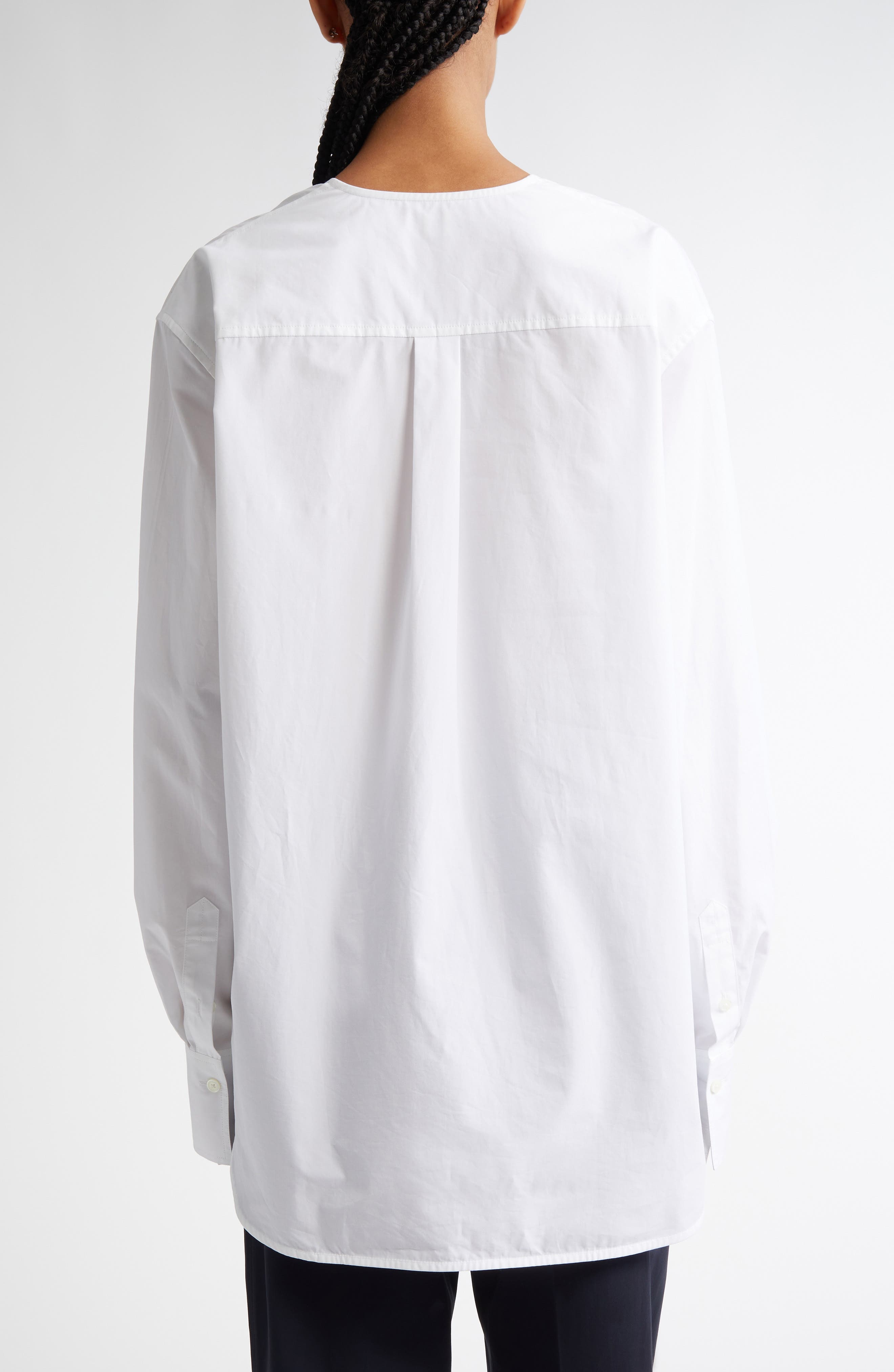 TOTEME Deep V-Neck Organic Cotton Tunic Top in White at Nordstrom - 3