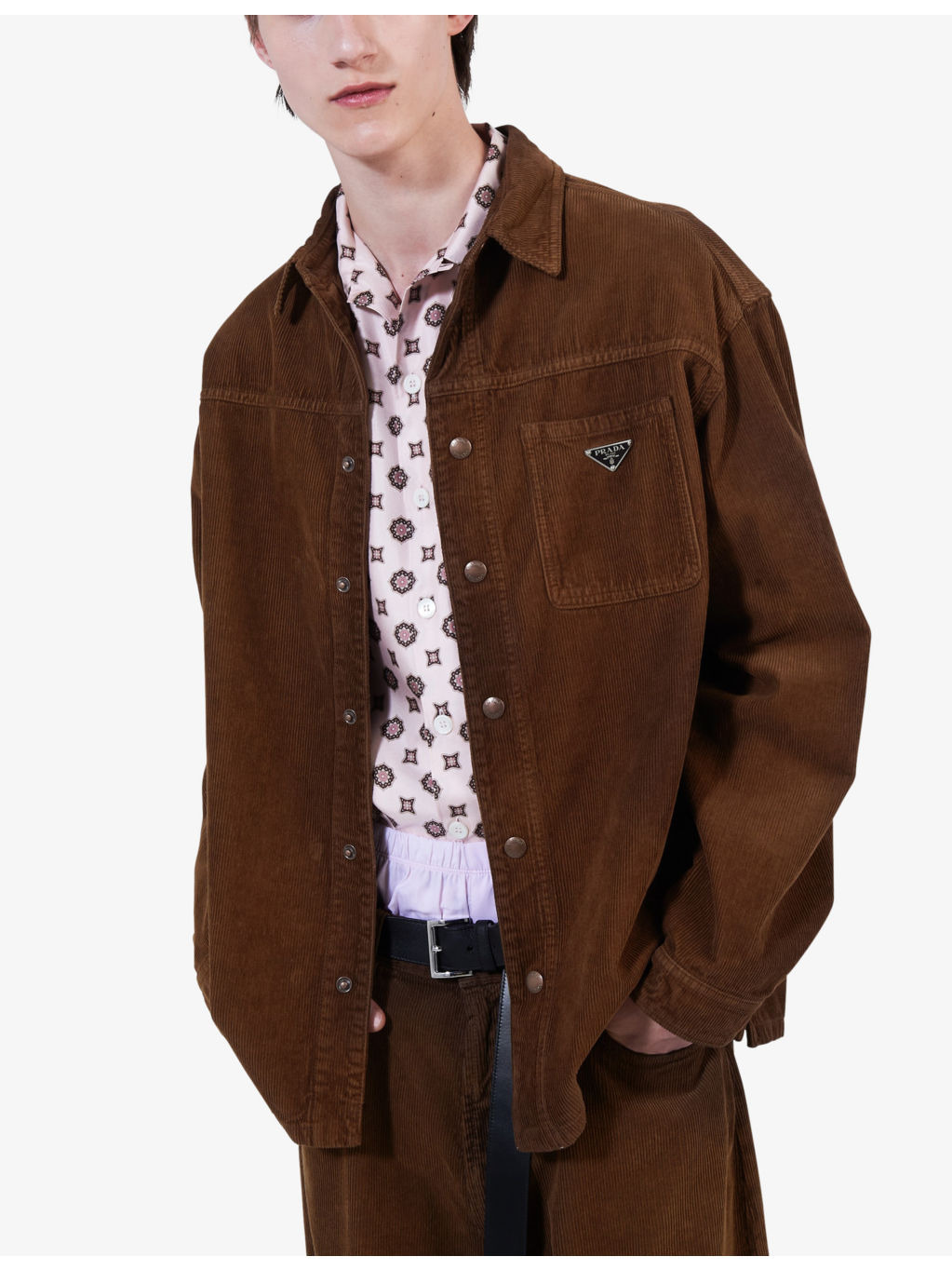 Logo-badge relaxed-fit corduroy cotton shirt - 3