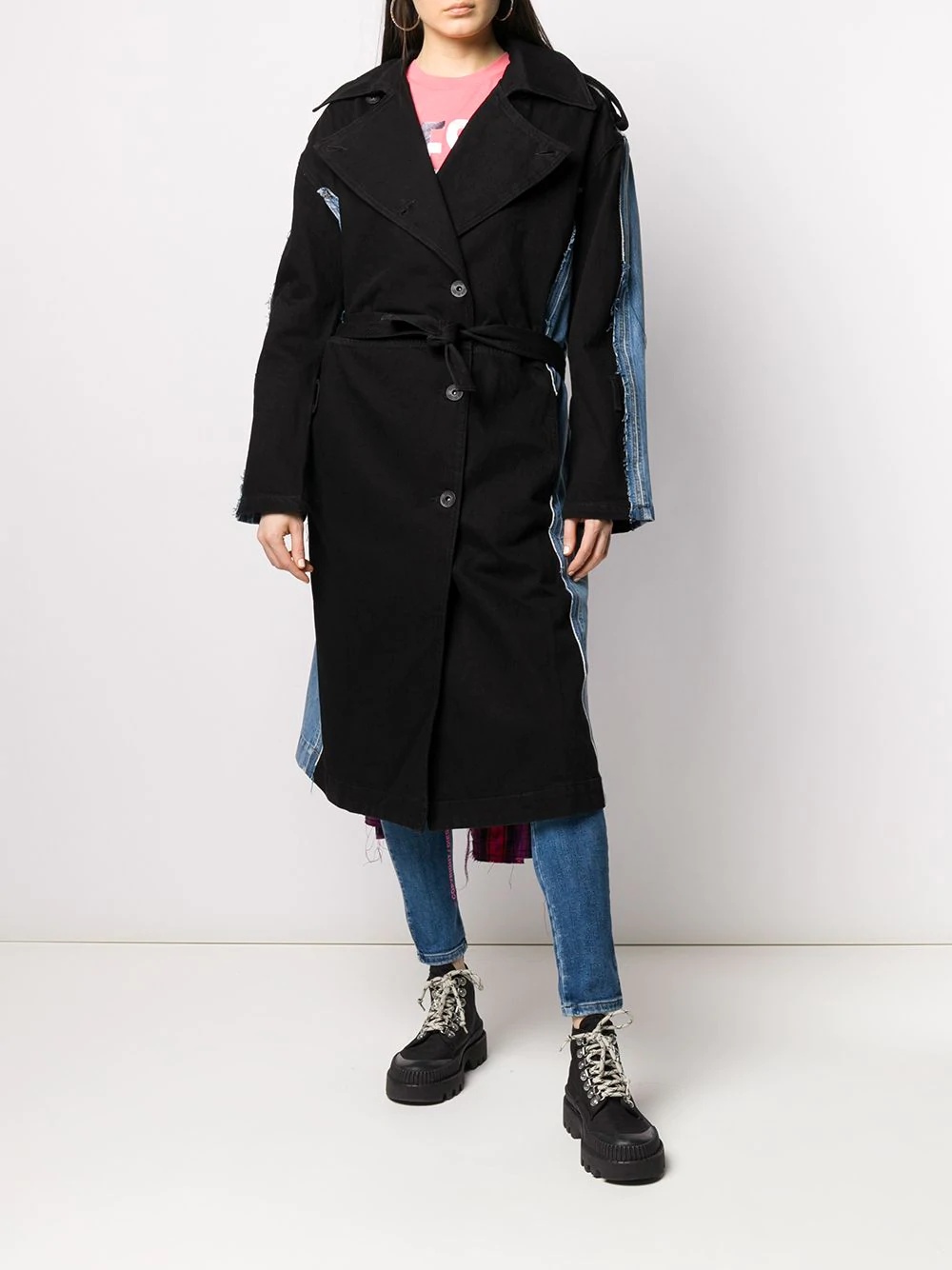 patchwork trench coat - 3