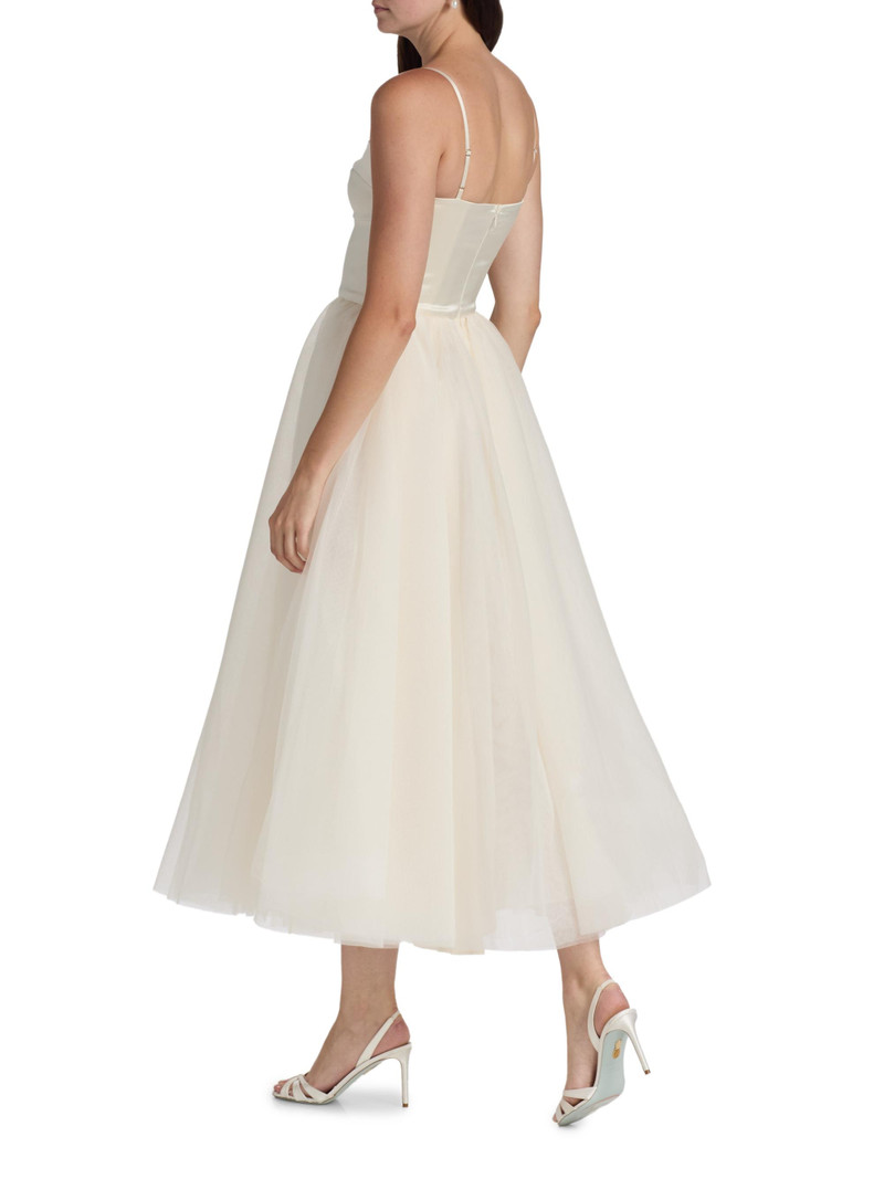 Women's Alouette Satin Tea-Length Dress - Fior Di Latte 5
