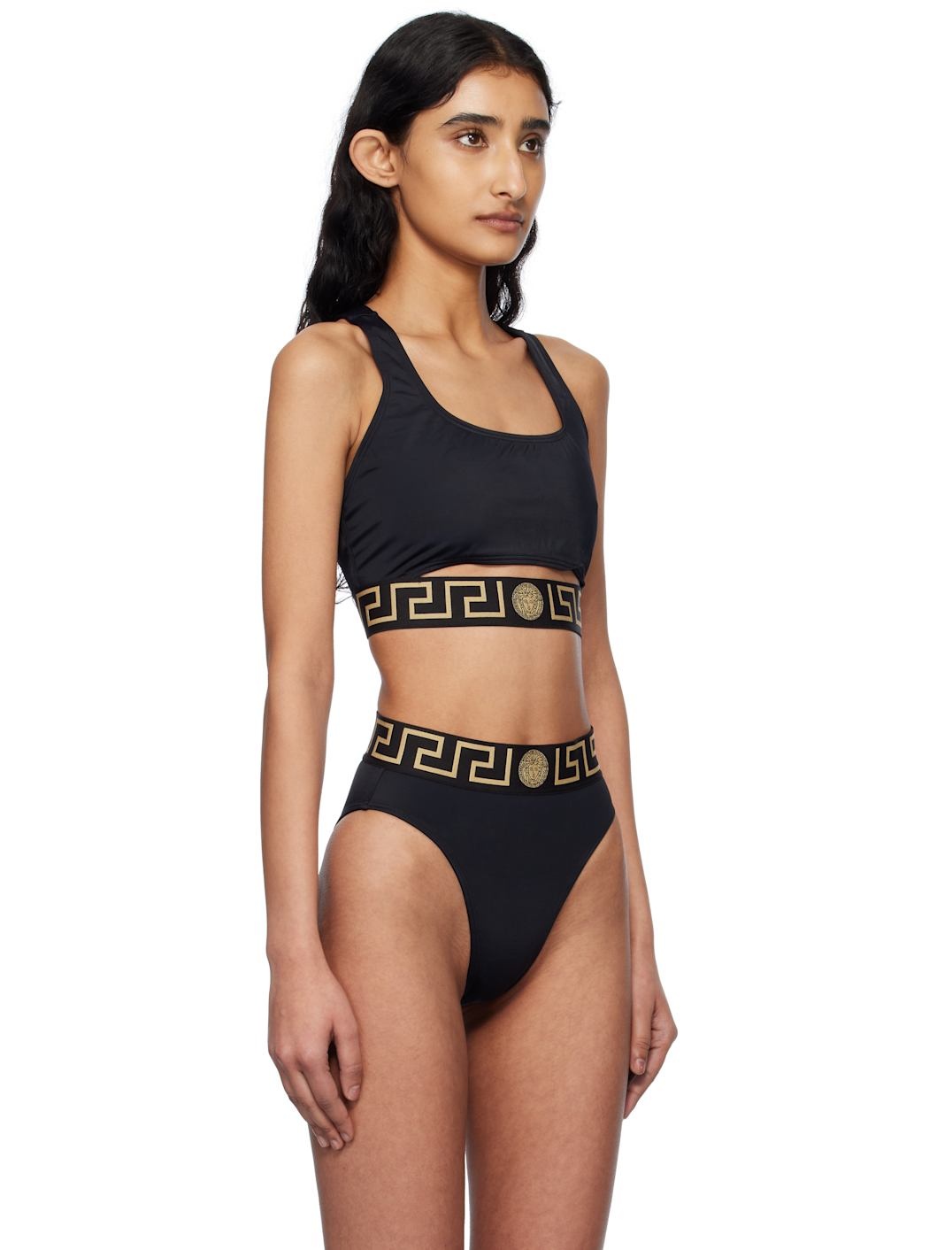 Black Greca Border Bikini Top - 2