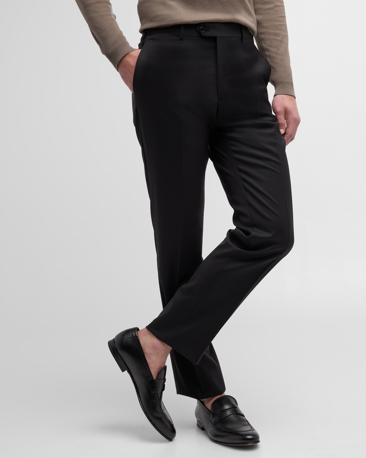 Basic Flat-Front Wool Trousers - 6