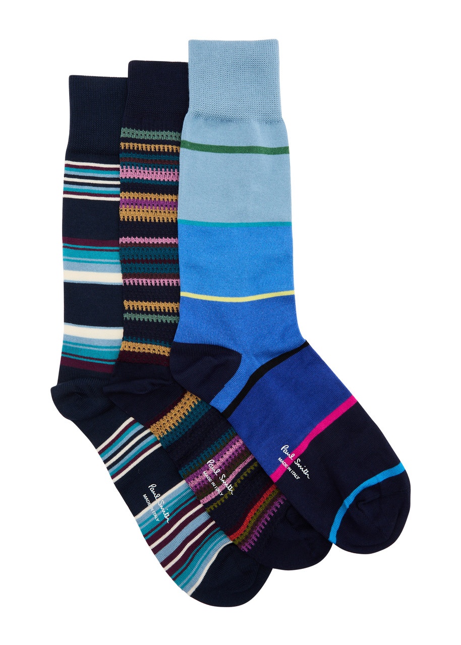 Paul Smith Striped-intarsia Cotton-blend Socks - 1