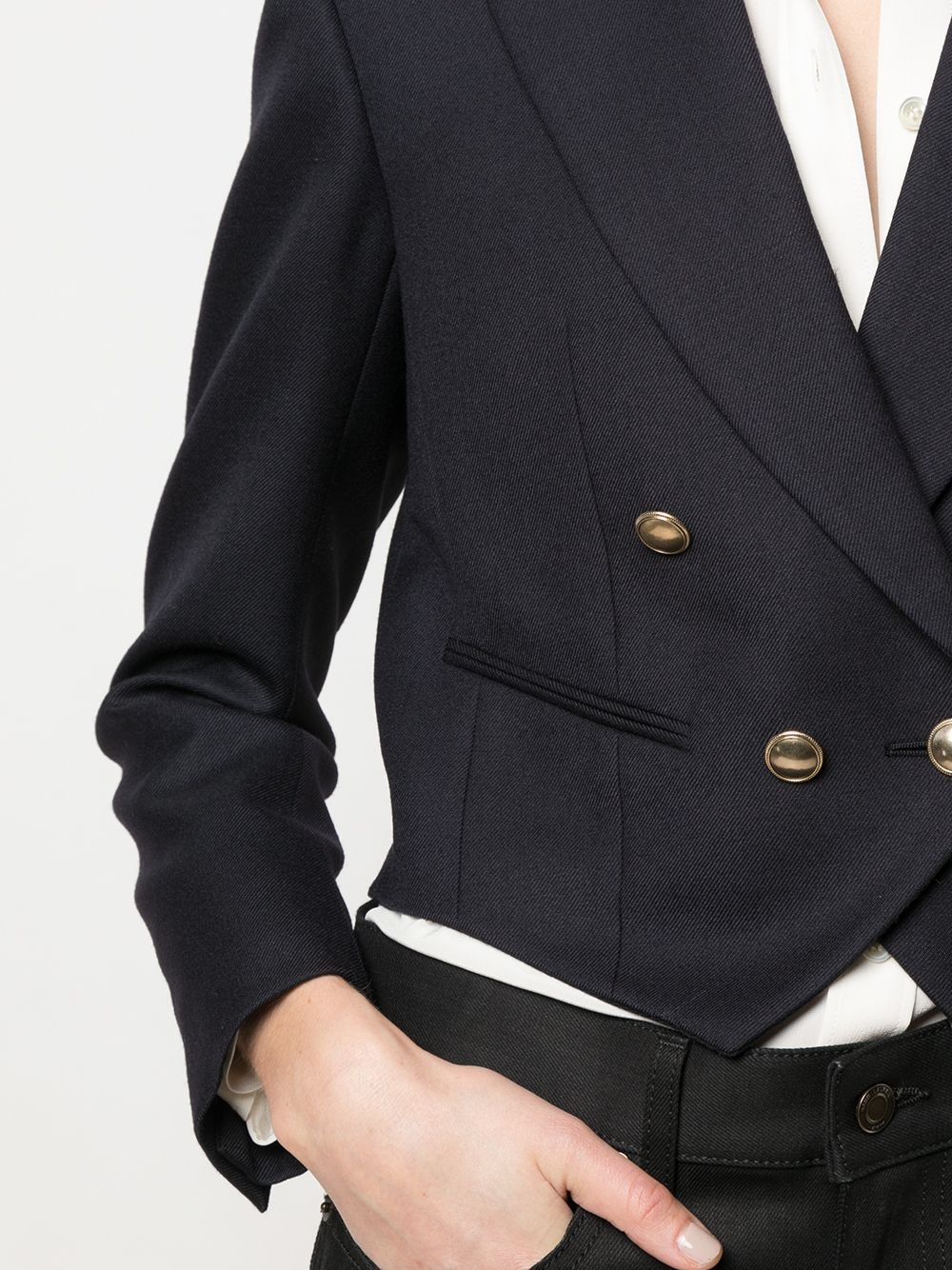 cropped double-breasted blazer - 5