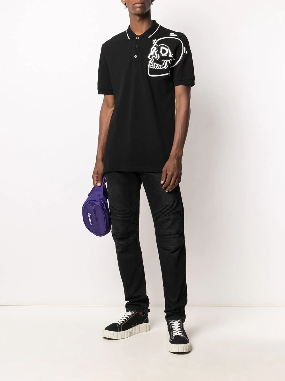 Outline Skull short-sleeved polo shirt  - 2