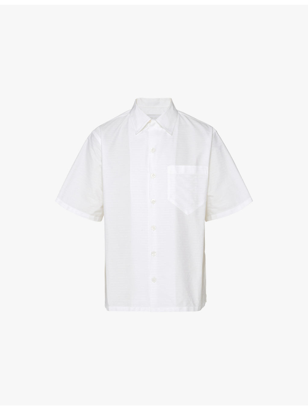 Brand-stripe pattern short-sleeve relaxed-fit cotton shirt - 1