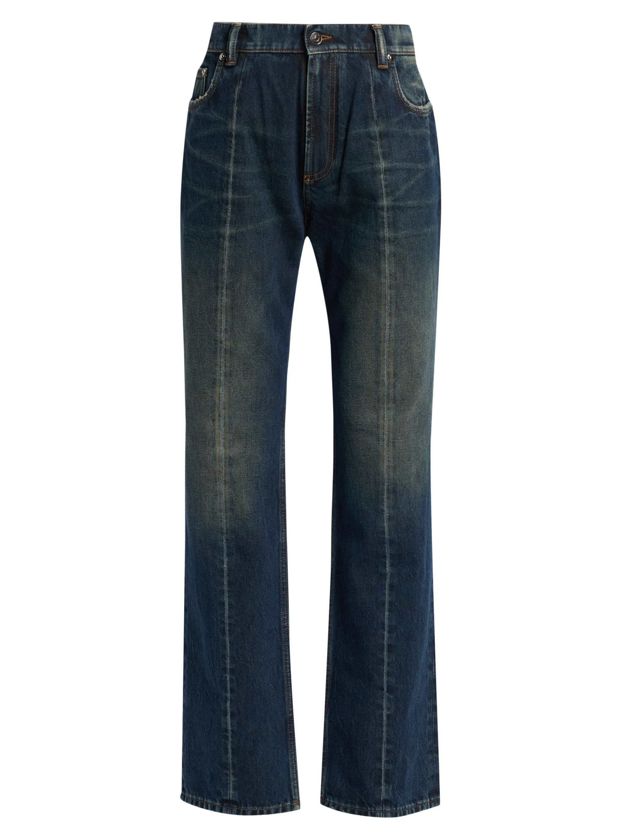 Women's Faded Straight Jeans - Dirty Blue - 1