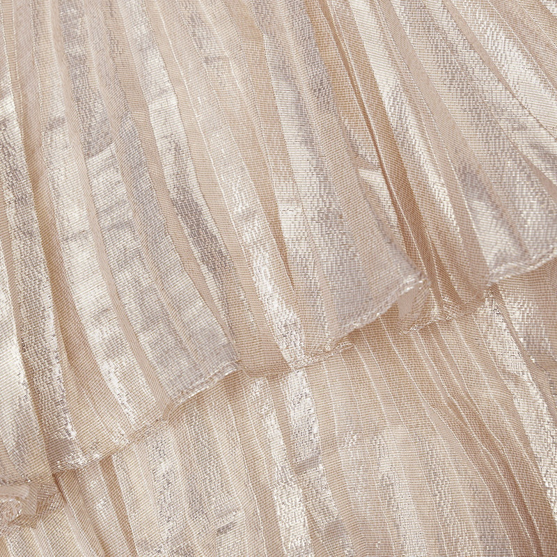 Gold Metallic Tiered Midi Dress 7