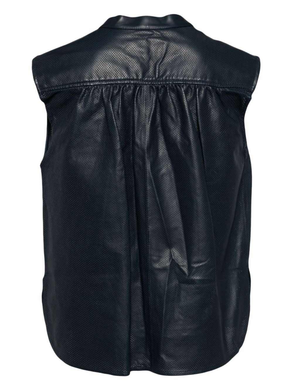sleeveless leather blouse - 2