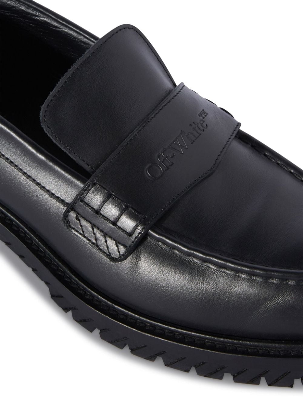 Military logo-debossed leather loafers - 5