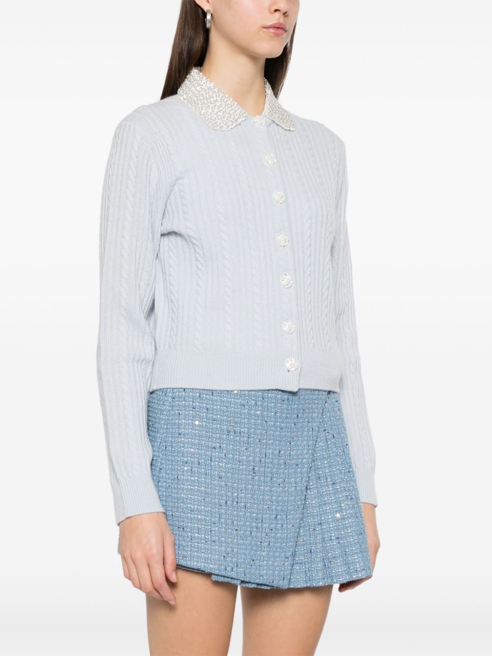 embellished-collar cardigan - 3