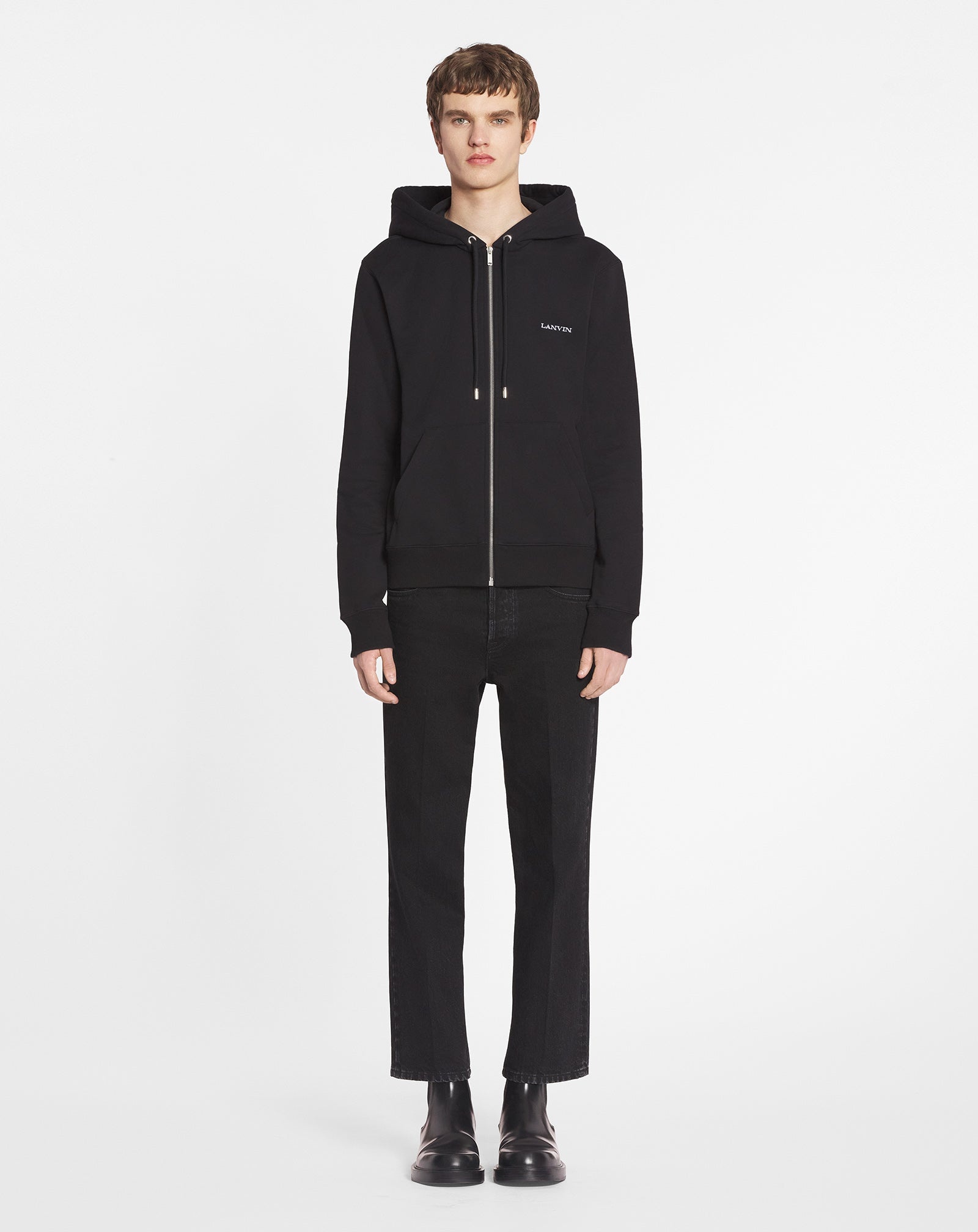 【関税込み】Lanvin ブラック Archives Print ジップフーディ Lanvin ARCHIVES PRINT ZIPPED HOODIE | REVERSIBLE